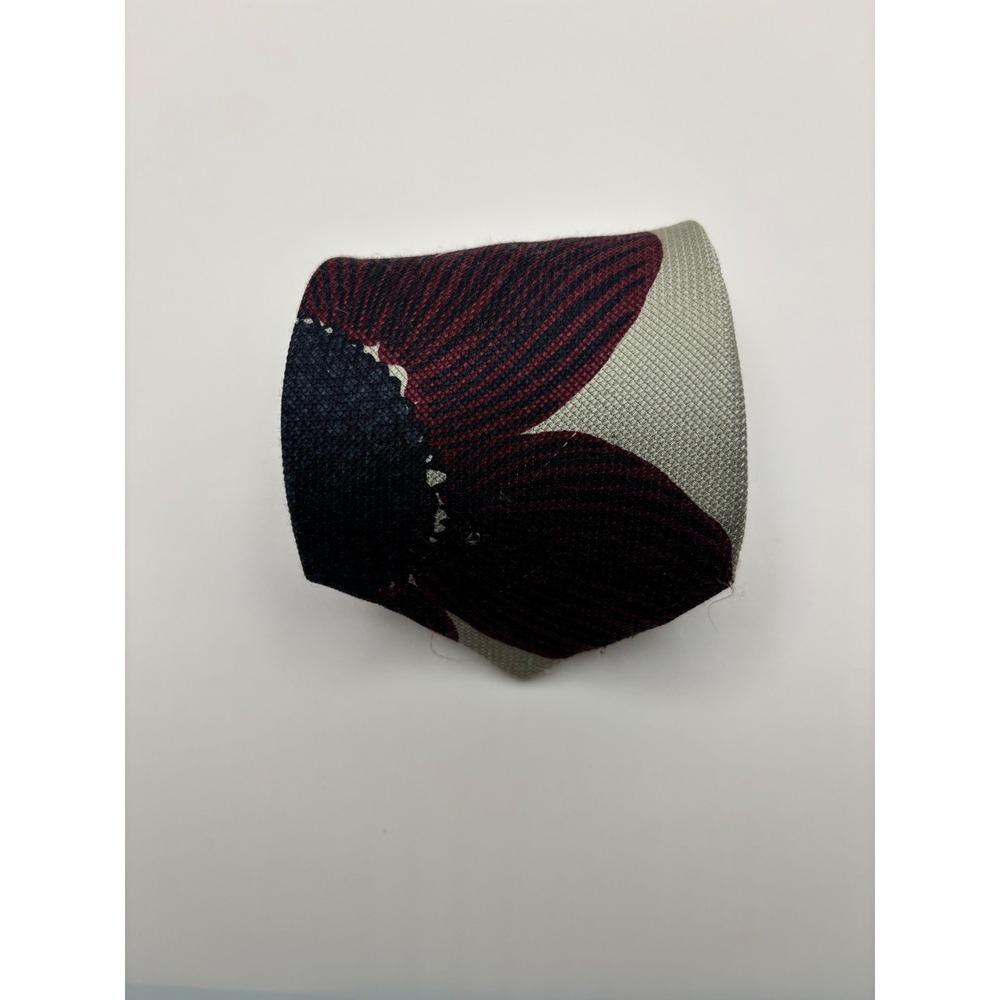 Matsuda Mens Silk Tie Floral Burgundy Navy Grey Made in Japan MH7667